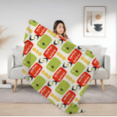 MCM-patroon voor atoomtijdperk in rood, groen, gee Sherpa Deken