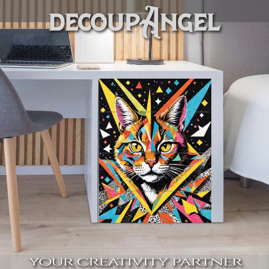 MCM Portret van Cat Decoupage Tissuepapier