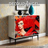 MCM Portret van een vrouw in rood en zwart decoupa Tissuepapier