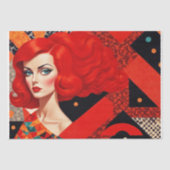 MCM Portret van een vrouw in rood en zwart decoupa Tissuepapier (Voorkant)