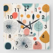 MCM Retro Botanische Wandklok (Voorkant)