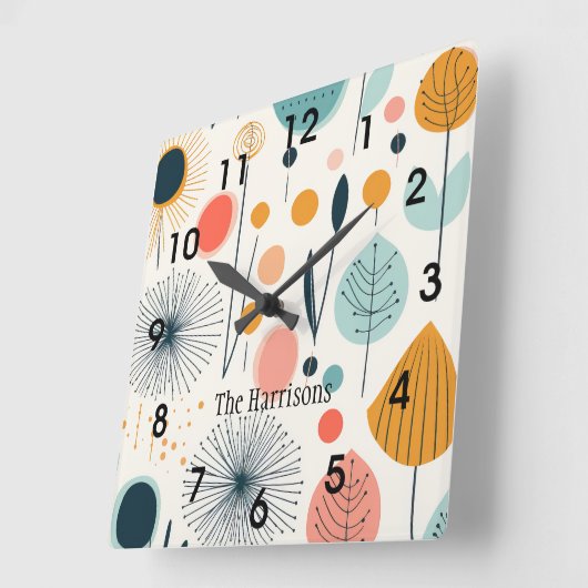 MCM Retro Botanische Wandklok (Hoek)