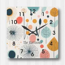 MCM Retro Botanische Wandklok