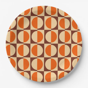 MCM Retro Geometrisch Half Vierkant en Cirkel Patr Papieren Bordje