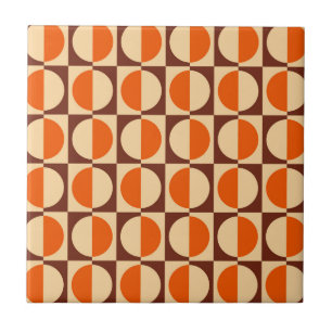 MCM Retro Geometrisch Half Vierkant en Cirkel Patr Tegeltje