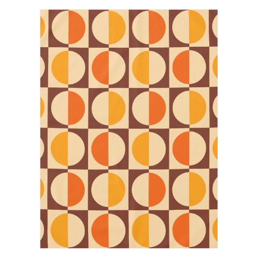 MCM Retro Geometrisch Halfvierkant en Cirkelpatroo Tafelkleed (Voorkant)