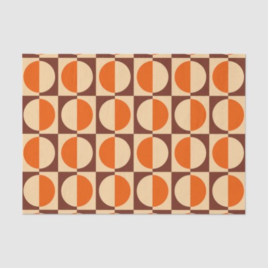 MCM Retro Geometrisch Halfvierkant en Cirkelpatroo Tissuepapier (Voorkant)