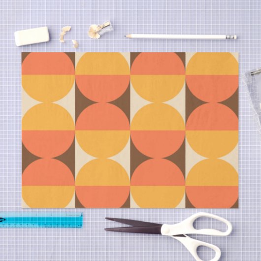 MCM Retro Geometrisch Halfvierkant en Cirkelpatroo Tissuepapier (Craft)