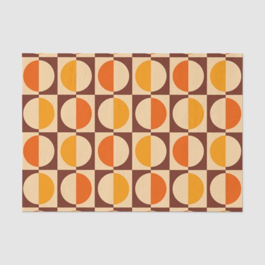 MCM Retro Geometrisch Halfvierkant en Cirkelpatroo Tissuepapier (Voorkant)
