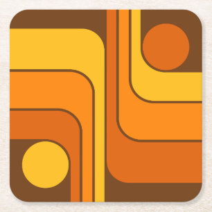 MCM Retro Stijl Geometrisch Ontwerp Jaren 70 Kartonnen Onderzetters