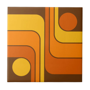 MCM Retro Stijl Geometrisch Ontwerp Jaren 70 Tegeltje