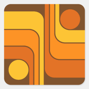 MCM Retro Stijl Geometrisch Ontwerp Jaren 70 Vierkante Sticker