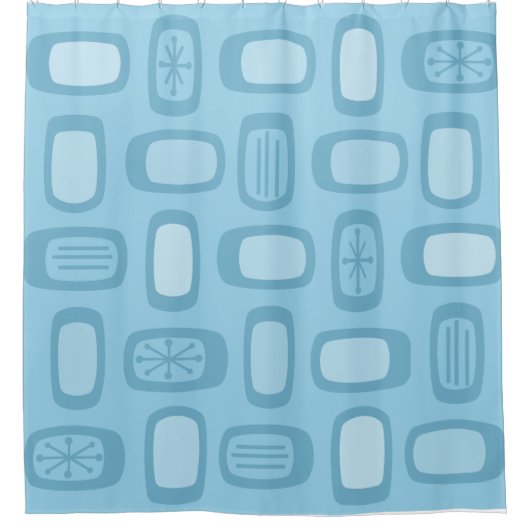 MCM Ronde, middeleeuwse Rechthoeken Baby Blauw Douchegordijn (Voorkant)