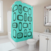 MCM Ronde rechthoeken uit de Mideeuw Turquoise Douchegordijn (In situ)