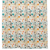 MCM Space Age Retro Patroon Blauw Rood Geel Douchegordijn (Voorkant)