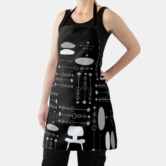 MCM tinten van grijs midden-eeuw modern patroon Schort (Insitu)