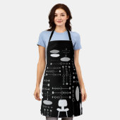 MCM tinten van grijs midden-eeuw modern patroon Schort (Gedragen)
