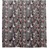 MCM Vogels Kippen Eenden Roze Zwart Grijs Wit Douchegordijn (Voorkant)