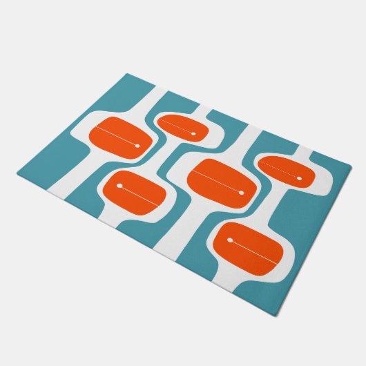 MCM WELKOM MAT - Sinaasappel en Blauwgroen (Schuin)