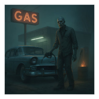 MCM Zombie Gas Station Art Foto Afdruk