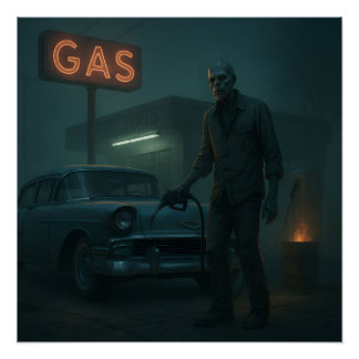 MCM Zombie Gas Station Art Perfect Poster