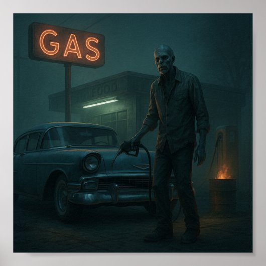 MCM Zombie Gas Station Art Poster (Voorkant)