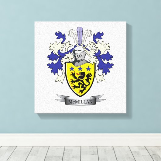 McMillan Family Crest Coat of Arms Canvas Afdruk (Insitu (Houten vloer))