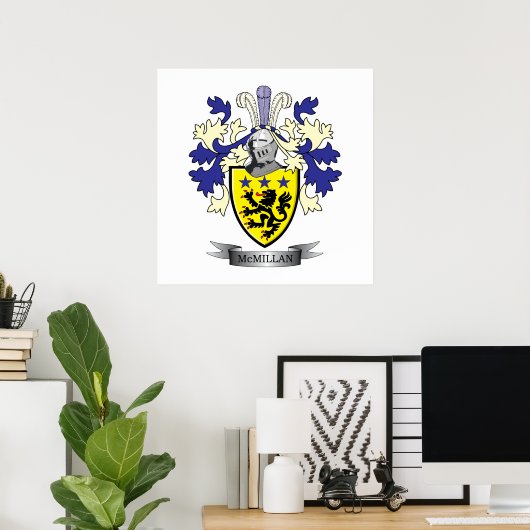 McMillan Family Crest Coat of Arms Poster (Thuiskantoor)