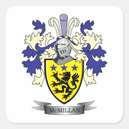 McMillan Family Crest Coat of Arms Vierkante Sticker (Voorkant)