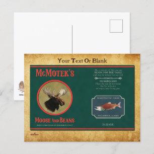 McMotek's Moose and Beans Label Briefkaart