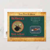 McMotek's Moose and Beans Label Briefkaart (Voorkant / Achterkant)