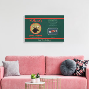 McMotek's Moose and Beans Label Canvas Afdruk