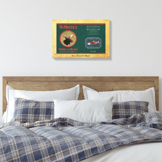 McMotek's Moose and Beans Label Canvas Afdruk (Insitu (Slaapkamer))