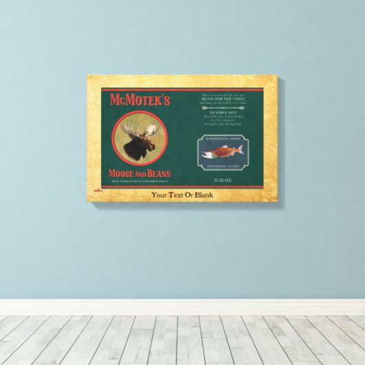 McMotek's Moose and Beans Label Canvas Afdruk (Insitu (Houten vloer))