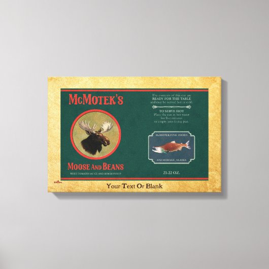 McMotek's Moose and Beans Label Canvas Afdruk (Voorkant)
