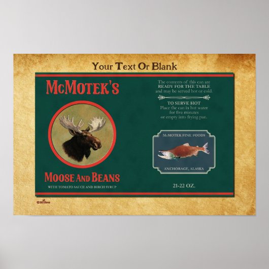 McMotek's Moose and Beans Label Poster (Voorkant)