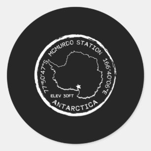 McMurdo Station Paspoortstempel Antarctica Ronde Sticker