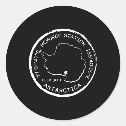 McMurdo Station Paspoortstempel Antarctica Ronde Sticker (Voorkant)