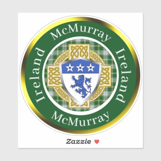 McMurray Shield & Celtic Cross Personalized Sticker (Vel)