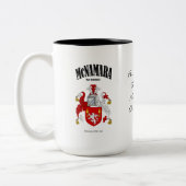 McNamara Family Crest, Vertaling & Betekenis Tweekleurige Koffiemok (Links)
