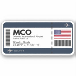 MCO Orlando Airport Boarding Pass - Florida Sticker