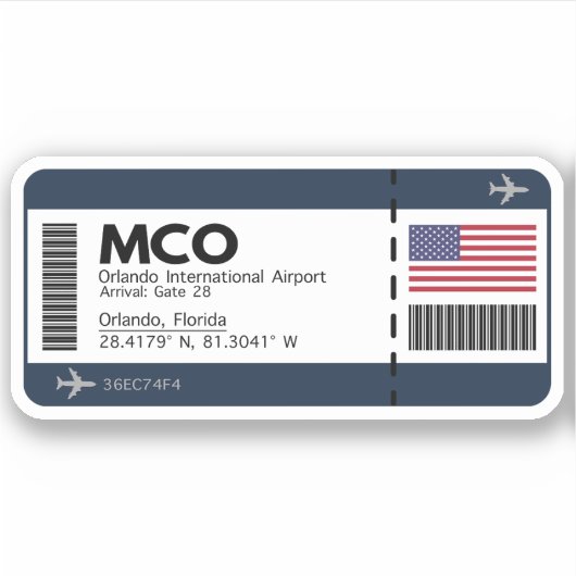 MCO Orlando Airport Boarding Pass - Florida Sticker (Voorkant)