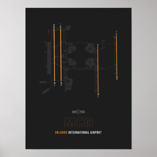 MCO - Orlando Airport Runway Diagram Art Poster (Voorkant)