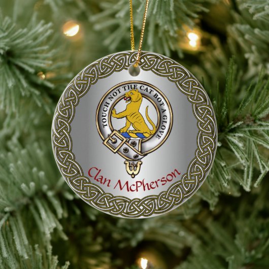 McPherson Clan Badge/Tartan Thistle Personalized Keramisch Ornament (Boom)