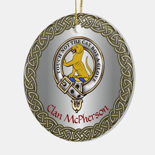 McPherson Clan Badge/Tartan Thistle Personalized Keramisch Ornament (Links)
