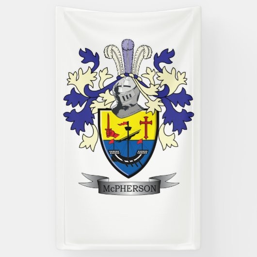 McPherson Family Crest Coat of Arms Spandoek (Verticaal)