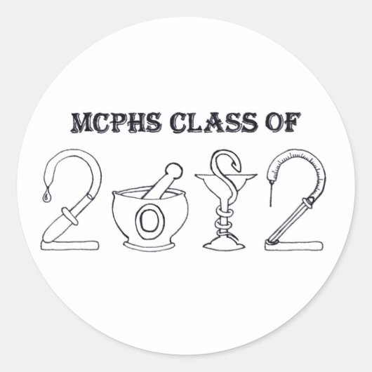 MCPHS Klasse van 2012 Ronde Sticker (Voorkant)