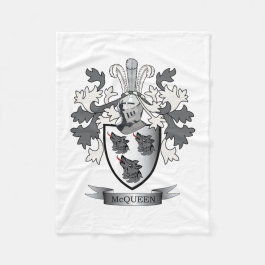 McQueen Family Crest Coat of Arms Fleece Deken (Voorkant)