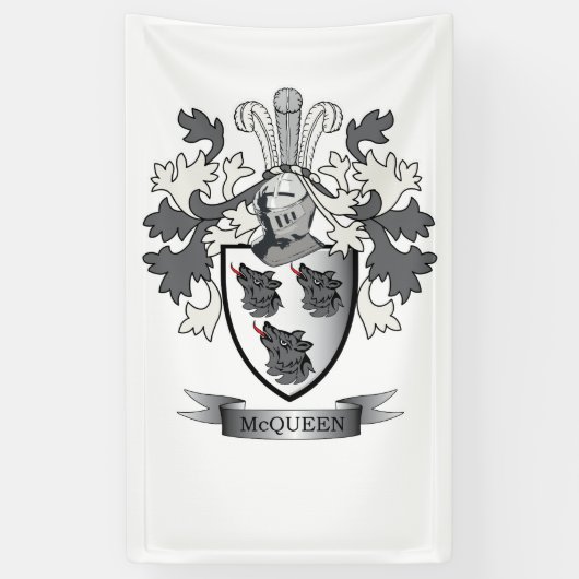 McQueen Family Crest Coat of Arms Spandoek (Verticaal)