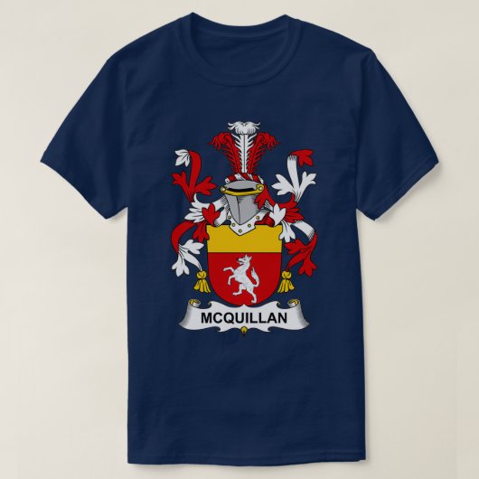 McQuillan Coat of Arms Family Crest T-shirt (Design voorkant)